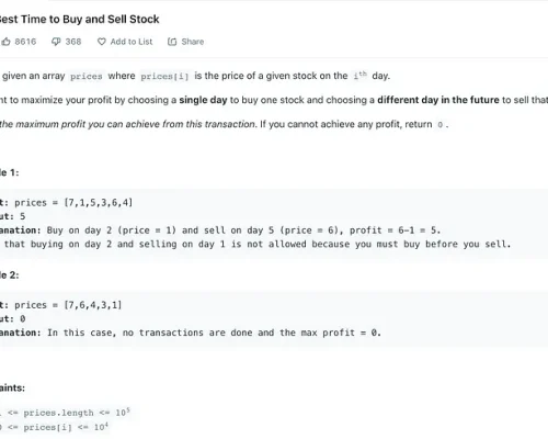 Leetcode 121: Giải bài Best Time to Buy and Sell Stock bằng JavaScript LeetCode